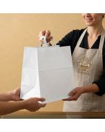 Busta Shopper bianca ecokBags in carta con manico piatto Packservice 32x20x33 100 pz