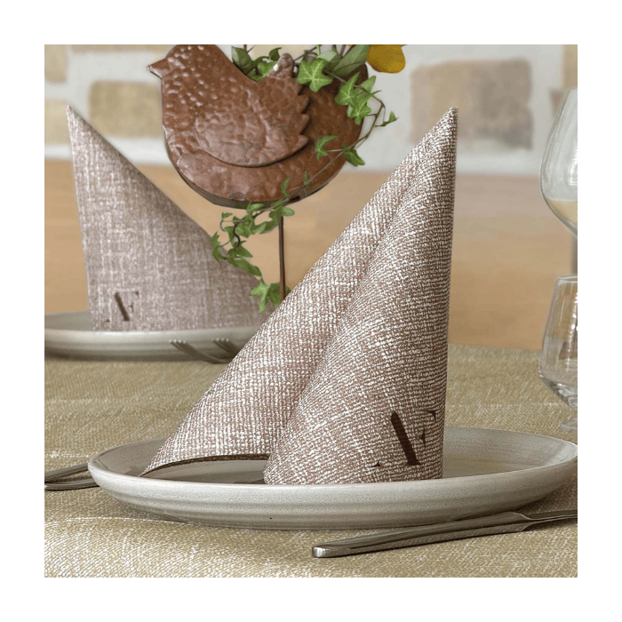 Personalisierte-Einweg-Vlies-Serviette-40x40-Airlaid-Mono-Rudy-Erde-4800-st