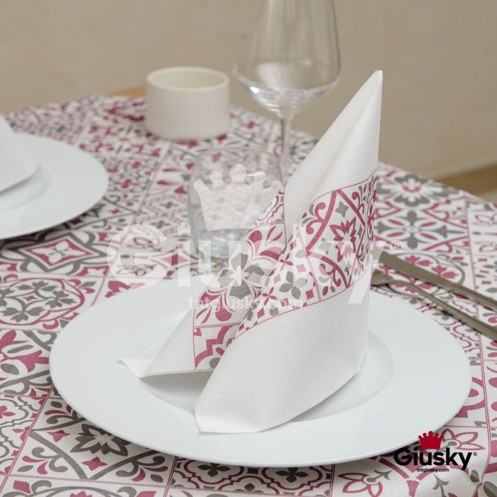 serviette-jetable-40x40-en-airlaid-okay-easy-azulejos-900-pce-bordeaux