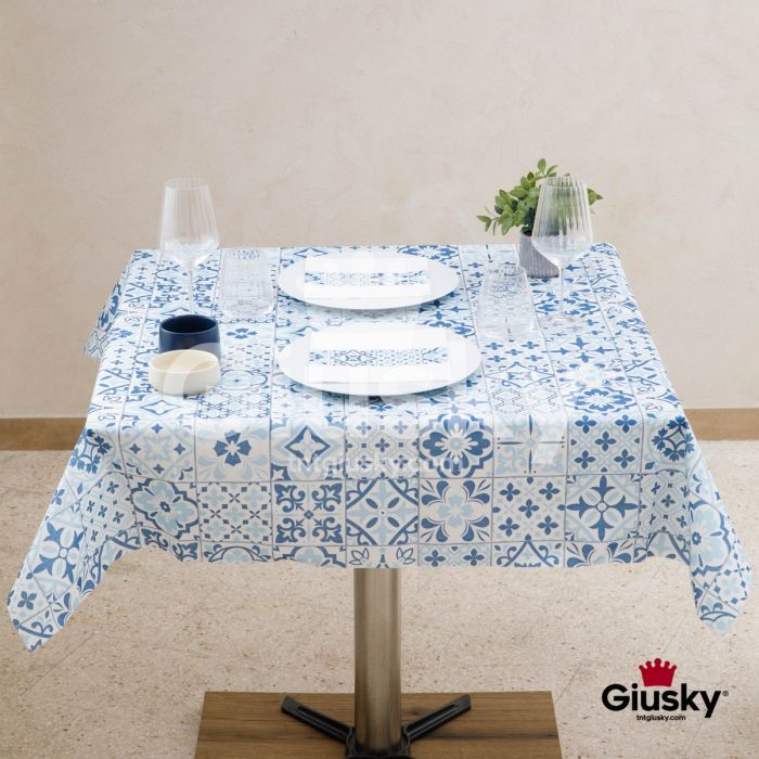 Tovaglia-TnT-120x120-Monouso-Airlaid-Okay-Easy-Azulejos-Blu-100-pz