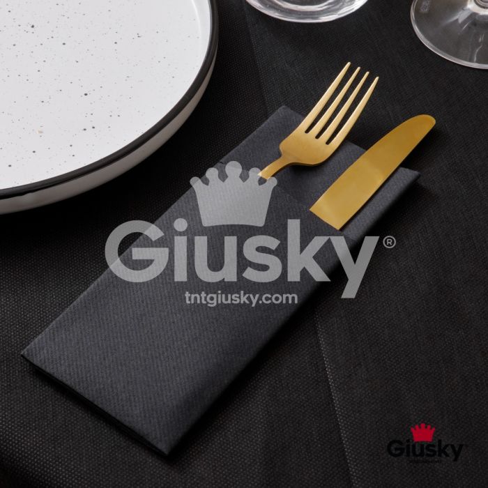 Einweg-Bestecktaschen-Serviette-32x40-Airlaid-Premium-Giusky-Gefix-Einfarbig-1200-st-schwarz