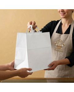 Einkäufer Weiß ecokBags aus Papier mit flachem Griff Packservice 32x20x33 100 st