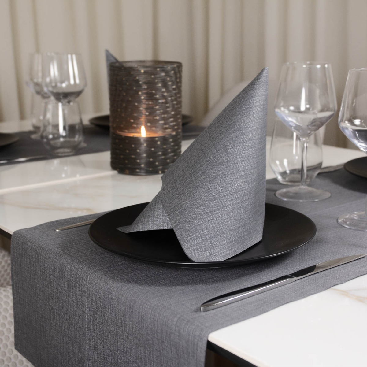 Tovaglia Runner TnT 120x40 Monouso in Airlaid Packservice Plus Jack 200 pz-Ardesia
