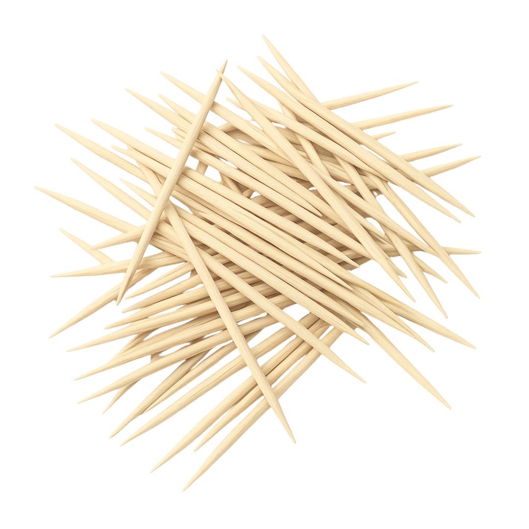 Stuzzicadenti in Legno Monouso Ø0.2 L6.5 cm 2 Punte Sfusi 20.000 pz